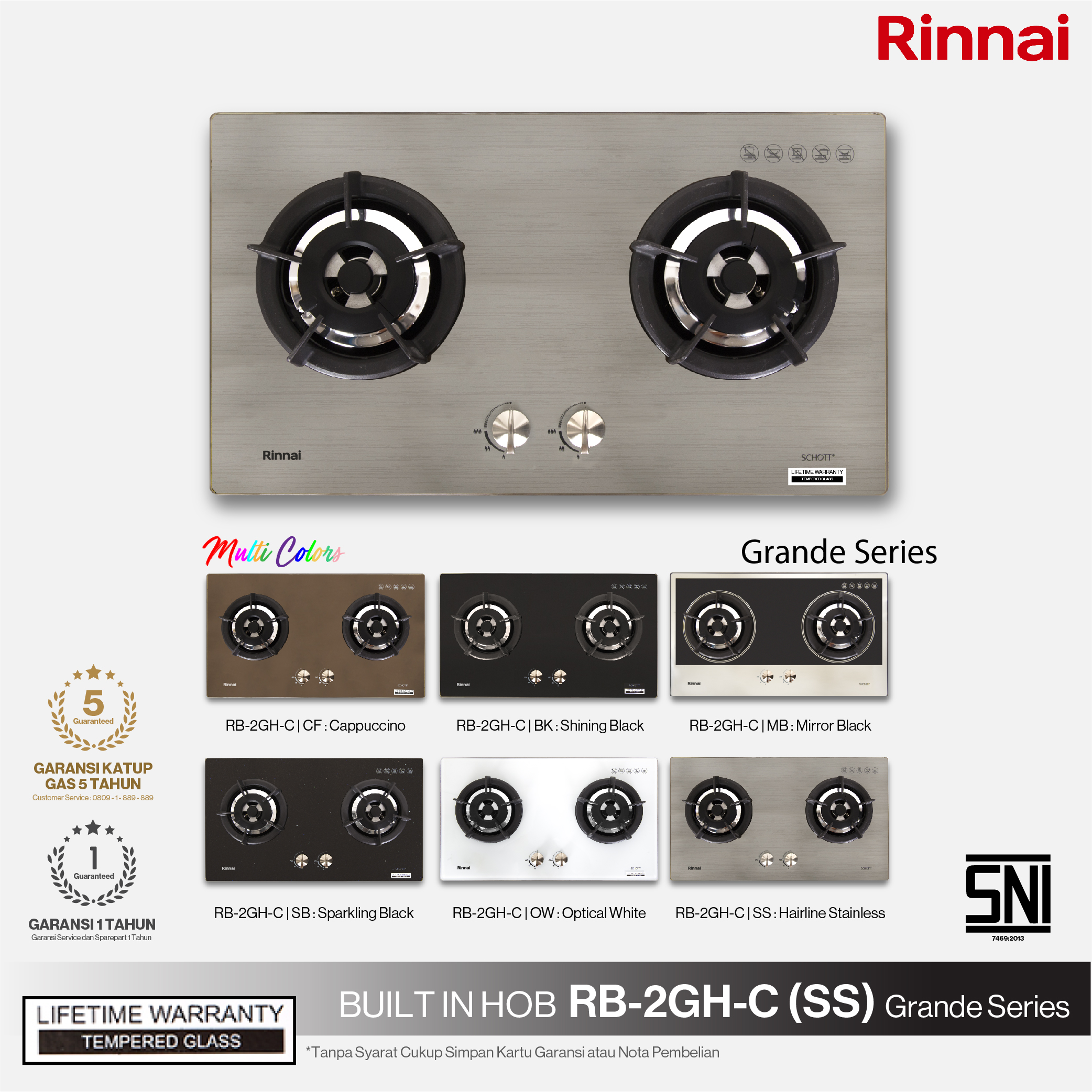 Rinnai Kompor Tanam 2 Tungku Grande - RB2GH SS